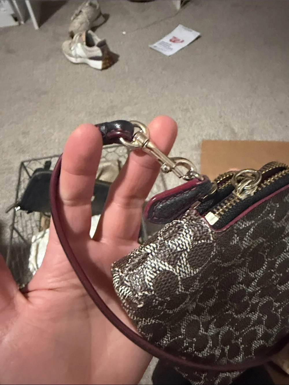 Coach Brown Signature Crossbody Bag with Gold-Tone Logo